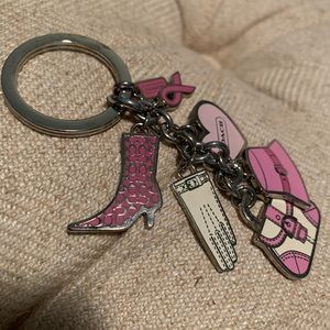 Coach Pink Ribbon Key Chain. Never Used